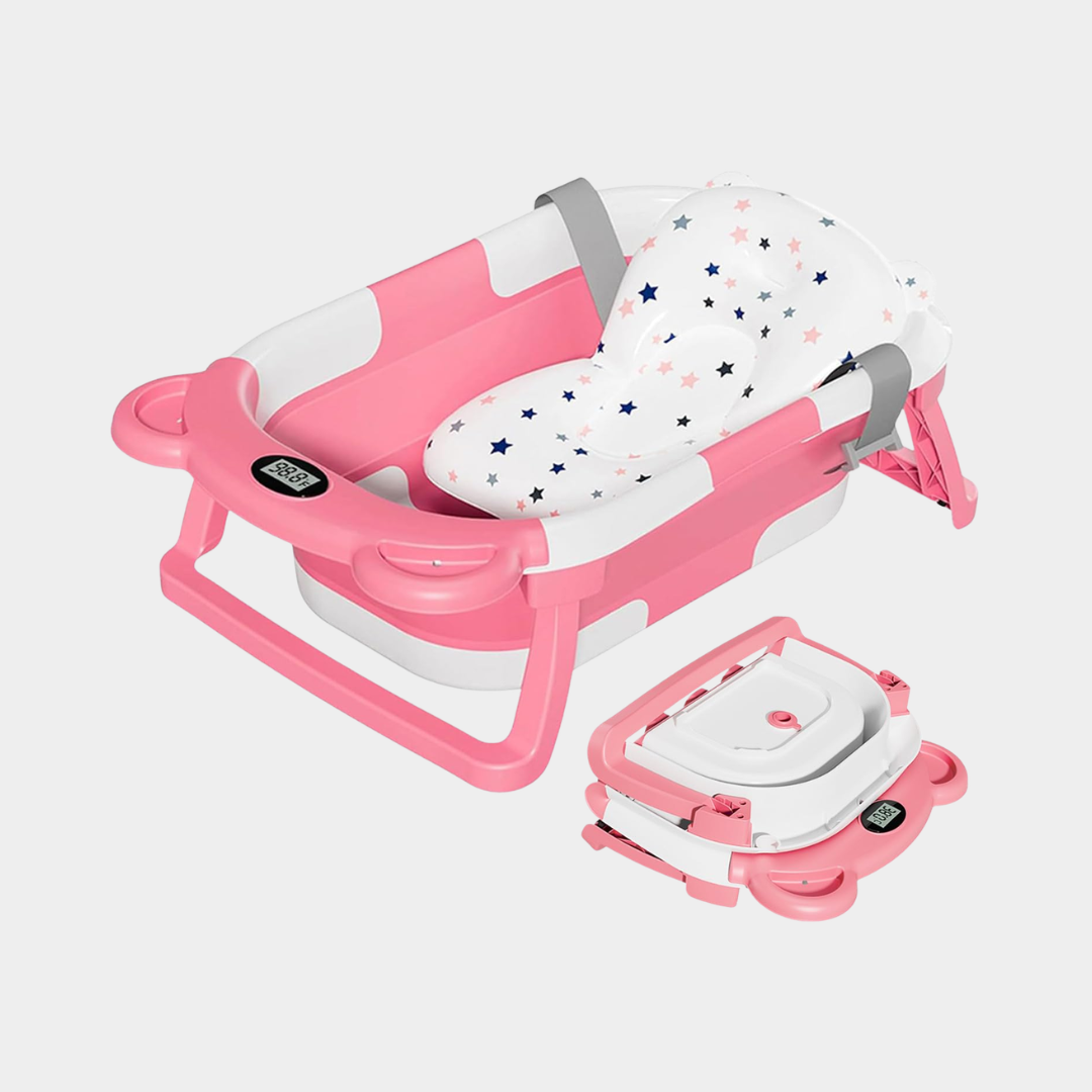 Baby Bath Tub with Soft Cushion & Thermometer