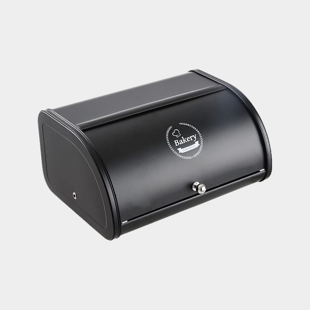 Black Bread Box for Kitchen Countertop
